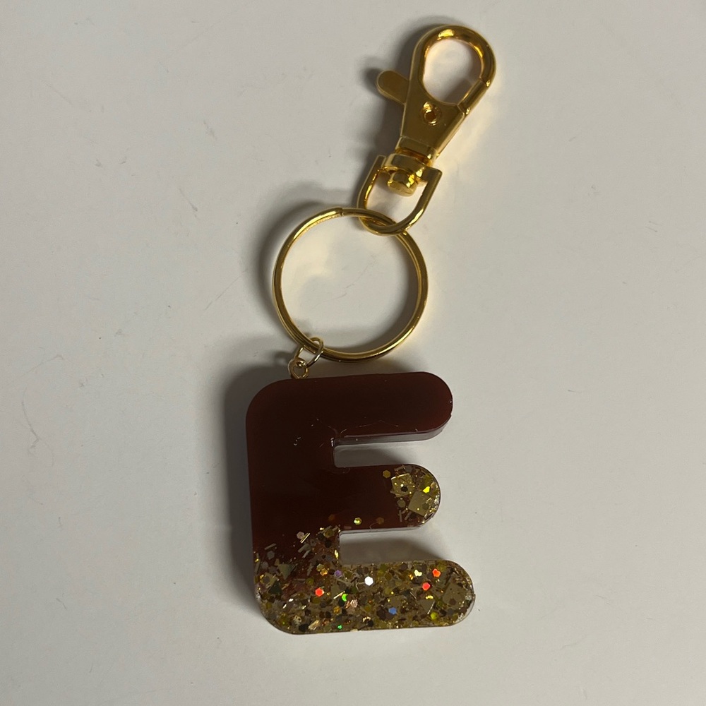 2 for $9 Handmade Brown and Gold Glitter Keychain